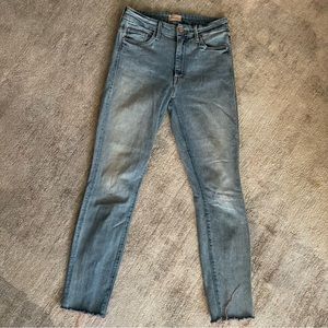 Mother high waisted “Looker” ankle fray jeans